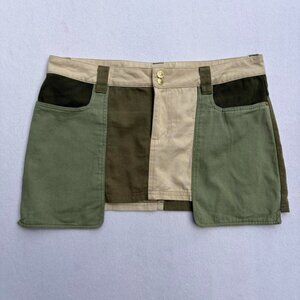 Pacsun JGR & STN Miller Colorblock Green Tan Cotton Mini Skirt Size XL Skater